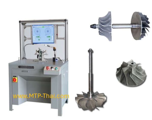 dynamic-balancing-machine-เครื่องบาลานซ์-turbo เครื่องบาลานซ์เทอร์โบชาร์จเจอร์ PHZY-5 พร้อมชิ้นงานเพลาและใบพัดเทอร์โบ