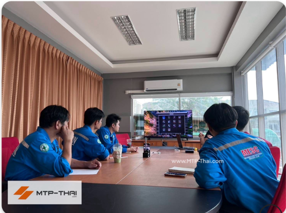 อบรมทีมช่าง MTP-Thai ผ่านหน้าจอขนาดใหญ่ ทีมช่าง MTP-Thai เข้าร่วมอบรมการใช้งานเครื่องมือวัดความสั่นสะเทือนผ่านหน้าจอทีวีขนาดใหญ่