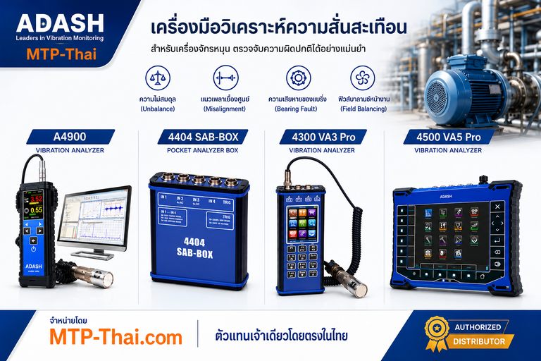 เครื่องวัดความสั่นสะเทือน-ADASH-Vibration-Analyzer เครื่องวัดความสั่นสะเทือน ADASH ทุกรุ่น A4900, A4404 SAB-BOX, VA3 Pro, VA5 Pro จำหน่ายโดย MTP-Thai