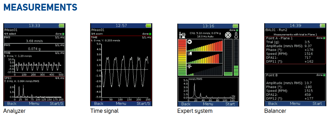 ADASH VA3 Pro ตัวอย่างหน้าจอวัดผล ตัวอย่างหน้าจอวัดผลบน ADASH VA3 Pro ทั้ง Analyzer, Time Signal, FASIT และ Balancer