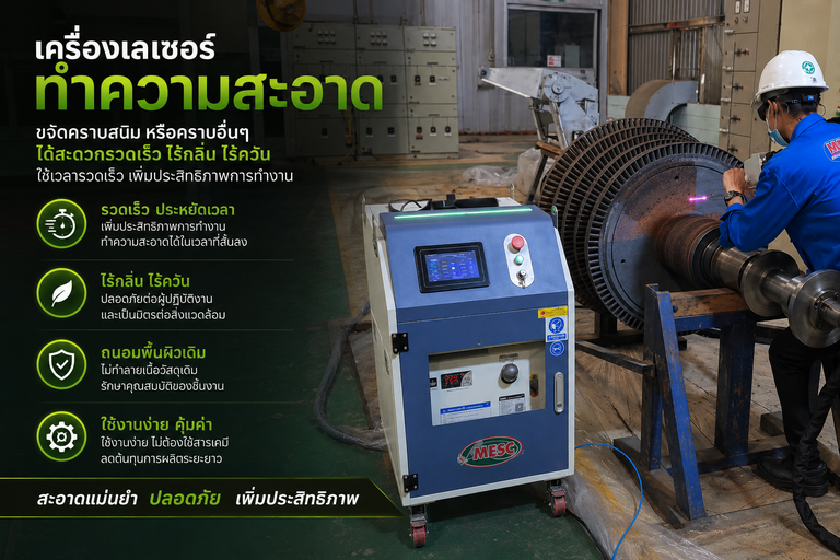 เครื่องเลเซอร์ทำความสะอาด MTP-Thai เครื่องเลเซอร์ทำความสะอาด กำจัดสนิมและคราบสกปรกบนชิ้นงานโลหะอุตสาหกรรม